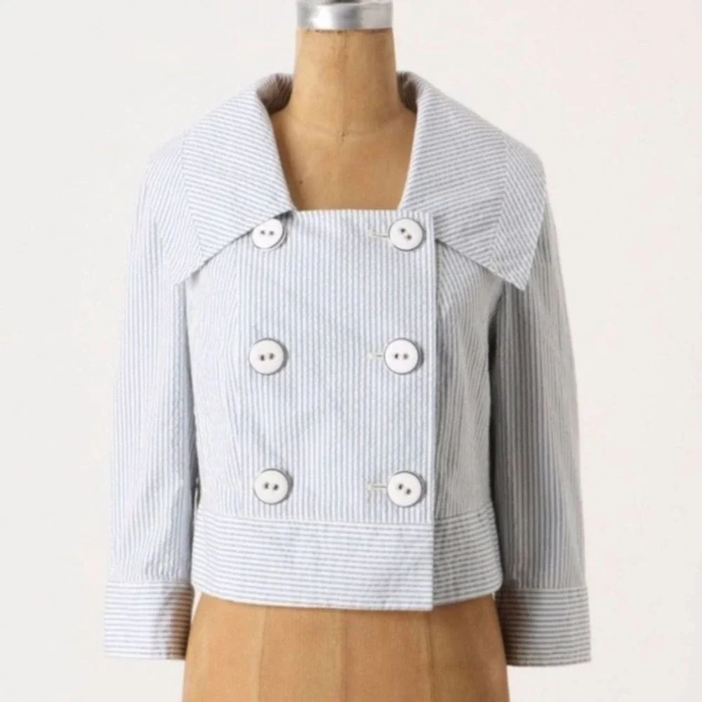 Anthropologie Daughters Of The Liberation Thursday Stripe Crop Jacket Size 00